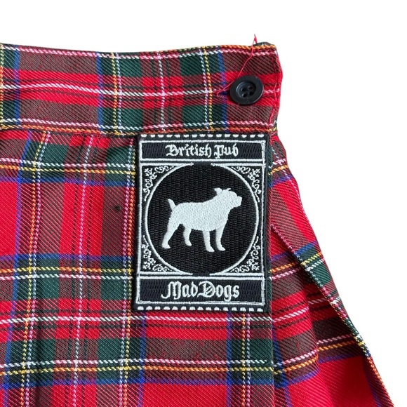 MAD DOGS Red Plaid Pleated Mini Skirt Women's L Casual - Picture 3 of 4